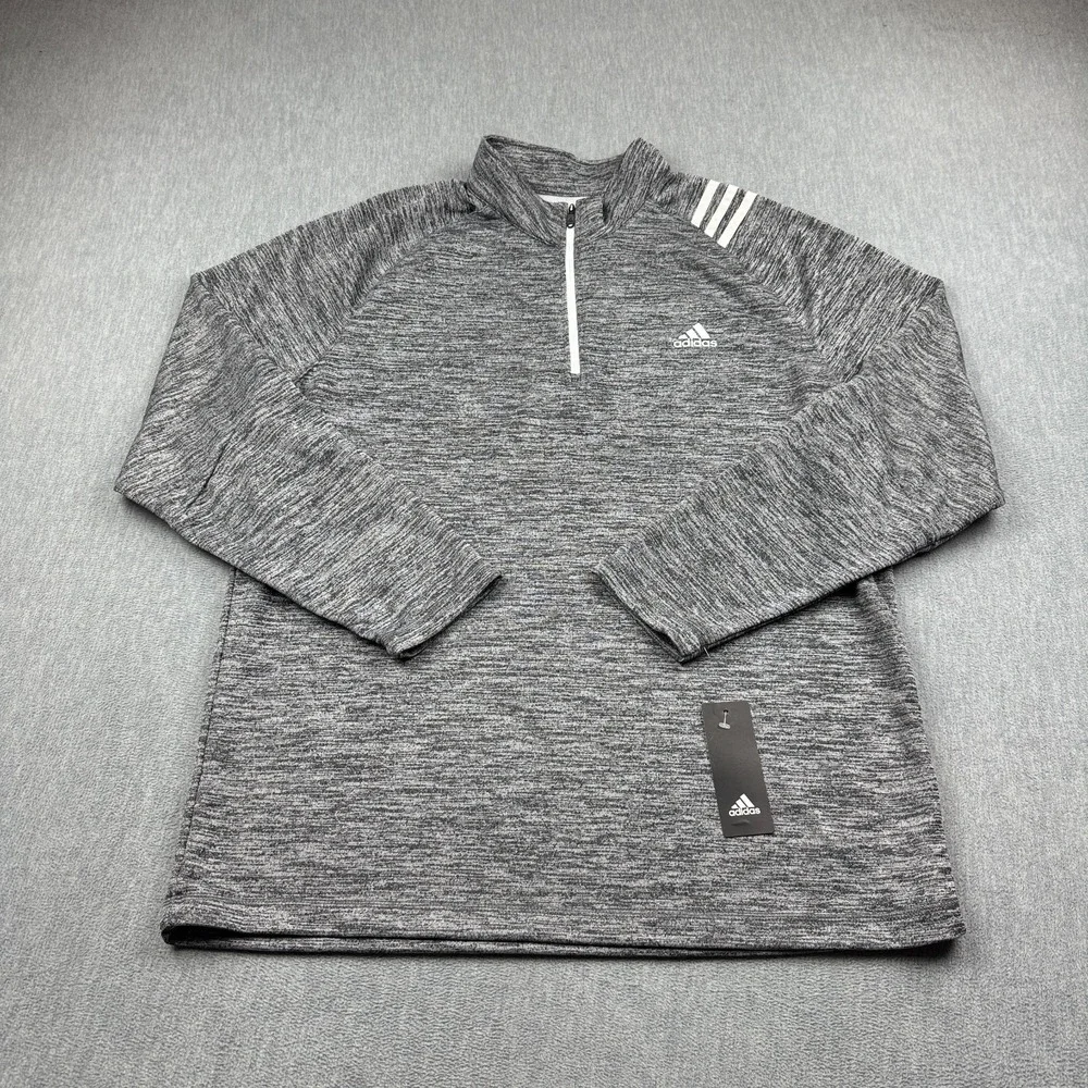 Adidas Golf Pullover Mens XL Gray French Terry 1/4 Zip Activewear Long Sleeves